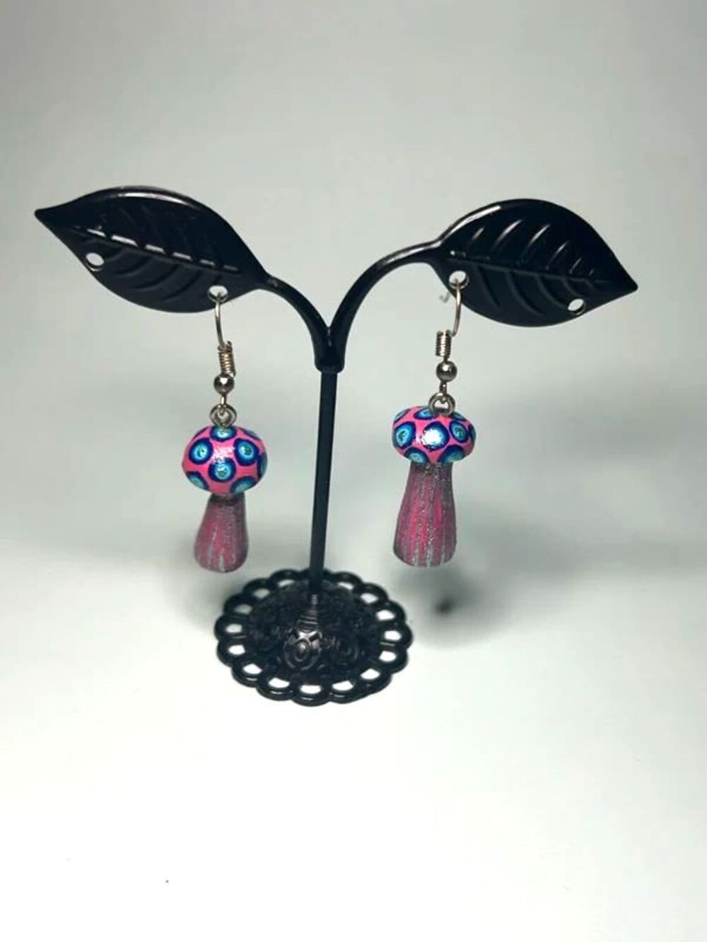 Handmade Colorful Mushroom Wood Earrings – Artisan Nature Jewelry